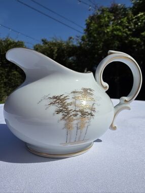 Fukagawa Arita Hand Painted Creamer Pitcher Gold Bamboo Made in Japan